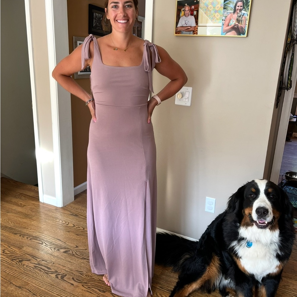 Birdy Grey Purple Flutter Sleeve Maxi Dress
